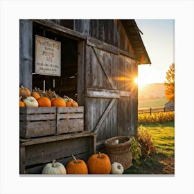 A Rustic Barn With A Weathered Wooden Sign Lean Against It Rolling Hills In The Background Transiti 2 1 Canvas Print