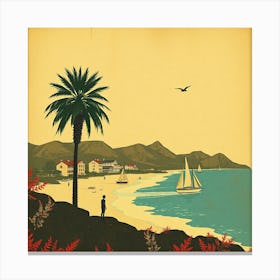 Vintage Beach Poster Canvas Print