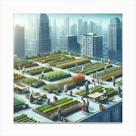 Urban Farming On A Rooftop Canvas Print