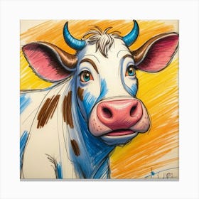 Cow With Horns 14 Canvas Print