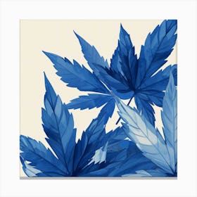 Blue Cannabis Leaves Canvas Print