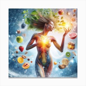 Woman With Fruits And Vegetables Canvas Print