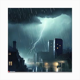 Lightning In The Dark City 1 Canvas Print