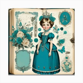 Princess In Blue Dress Canvas Print