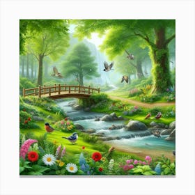 Bridge In The Forest 3 Canvas Print