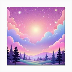 Sky With Twinkling Stars In Pastel Colors Square Composition 58 Canvas Print