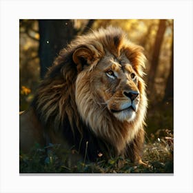 Lion In The Forest 1 Canvas Print