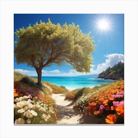 Tree On The Beach Canvas Print