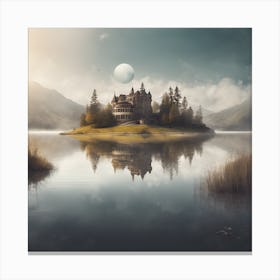 Castle Of Fantasy On A Lake Canvas Print