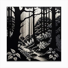 'The Forest', black and white art Canvas Print
