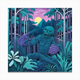 Jungle Alien Horrors Cubism Style Canvas Print