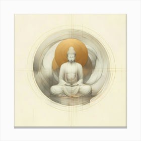 Meditating Buddah In Light Gold Creative Minimalistic Sketch Canvas Print