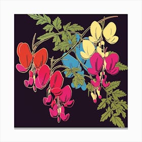 Bleeding Heart Dicentra 3 Pop Art Illustration Square Canvas Print