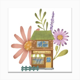 Flower Shop in a little town Canvas Print