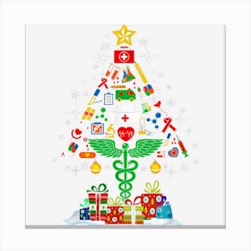 Nurse Christmas Tree Nurses Xmas Winter Scrub Rn M Canvas Print