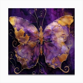 Butterfly On Purple And Gold Canvas Print