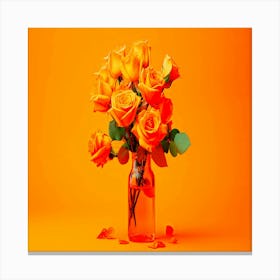 Beautiful roses bouquet, Orange Roses In A Vase Canvas Print