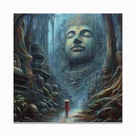 Buddha In The Rain Canvas Print