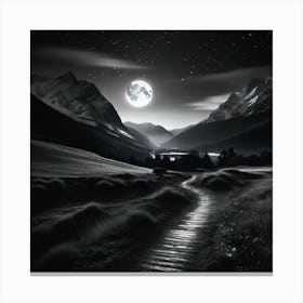 Moonlight In The Mountains Canvas Print