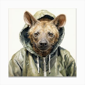 Watercolour Cartoon Hyena In A Hoodie 2 Canvas Print