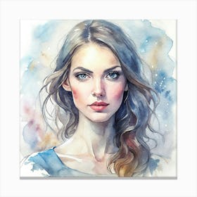 Watercolor Portrait Of A Woman 2 Canvas Print