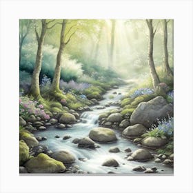 sunlit woodland stream Canvas Print