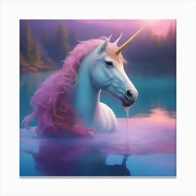 Unicorn in The Water Canvas Print