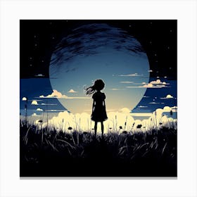 Girl In The Moonlight Canvas Print