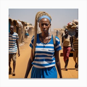 Woman Walks Down A Dirt Road Canvas Print