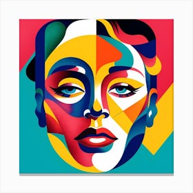 Retro Cubism Face 6 Canvas Print