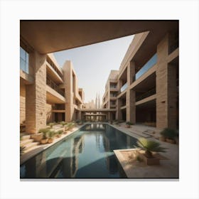 Swimming Pool In The Middle Of A Building Canvas Print