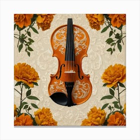 Violin And Flowers Canvas Print