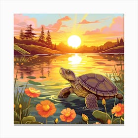 Turtle In The Water 1 Canvas Print