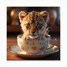 Tiger Cub In A Teacup Canvas Print