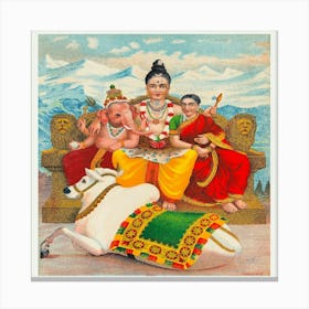 Shri Shankara Shiva (1890–20), Vintage Hindu God Illustration Canvas Print