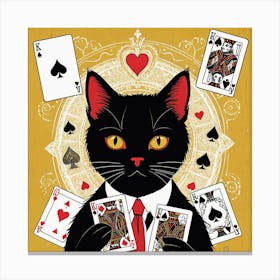 Black Cat Playing Cards 2 Canvas Print