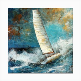 Sailboat In Rough Seas 3 Canvas Print