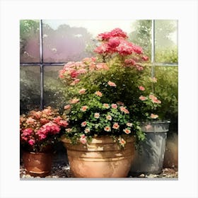 Watercolor Greenhouse Flowers 33 Canvas Print