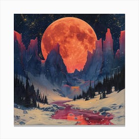 Full Moon In The Mountains Canvas Print