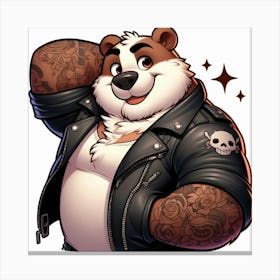 Bear In Leather Jacket Canvas Print