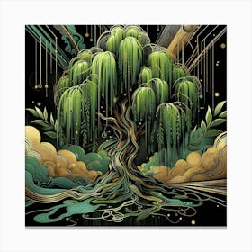 Art Deco style Willow Tree Canvas Print