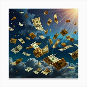 Money Flying In The Sky Canvas Print