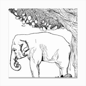 Elephant In The Forest Eating Fruits Canvas Print