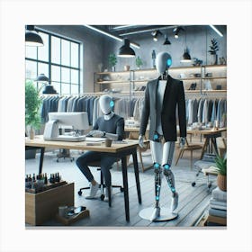 Robots In The Office 5 Canvas Print