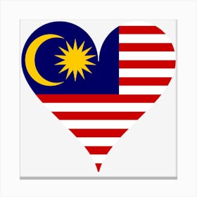 Heart Love Malaysia Asia South East Asia Flag Coat Of Arms Crescent Moon Canvas Print
