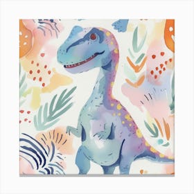 Cute Muted Pastels Tyrannosaurus Rex  Dinosaur  4 Canvas Print