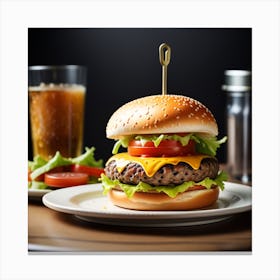 Hamburger And Beer 3 Canvas Print