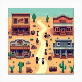 8-bit western town 1 Canvas Print
