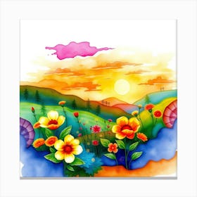 Watercolor Of Flowers Canvas Print