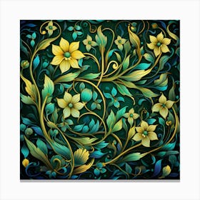 Floral Pattern On A Dark Background Canvas Print